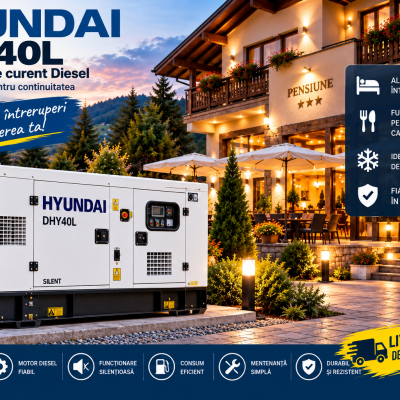 Generator de curent diesel Hyundai DHY40L 40 kVA pentru pensiuni și afaceri