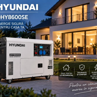Generator de curent Hyundai DHY8600SE diesel pentru alimentarea unei case în caz de pană de curent
